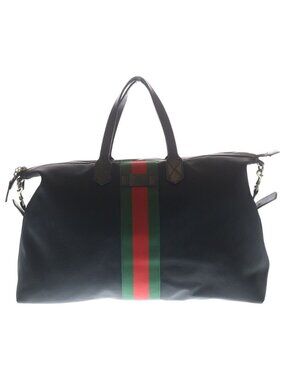 Gucci Sherry Line Canvas Leather 2-Way Boston Bag Black